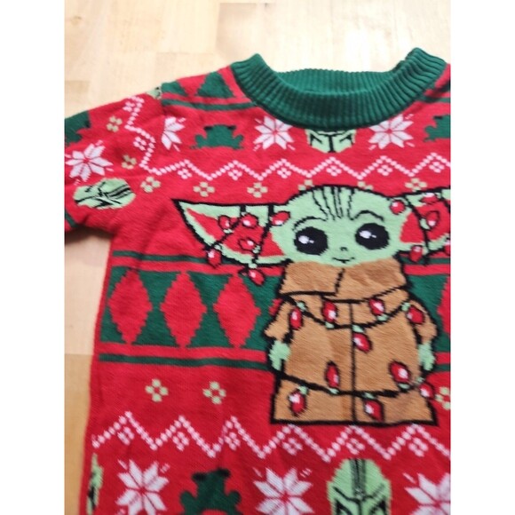 Star Wars Baby Yoda "I Was Cute All Year" Green-Red Christmas Sweater-12 Month's - Picture 10 of 16